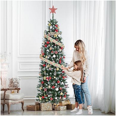 Christmas Tree Artificial Prelit Pencil Tree Easy Assemble Xmas Decor