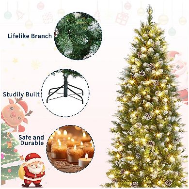 Christmas Tree Artificial Prelit Pencil Tree Easy Assemble Xmas Decor