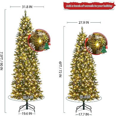 Christmas Tree Artificial Prelit Pencil Tree Easy Assemble Xmas Decor