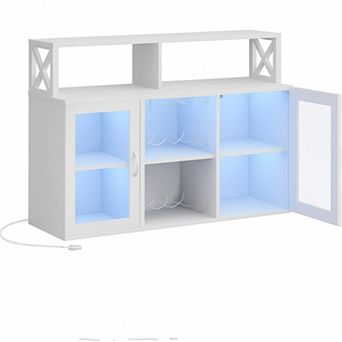 Bar Cabinet,Wine Bar Cabinet with LED Light,Coffee Bar Cabinet with Power Outlet,Buffet Sideboard