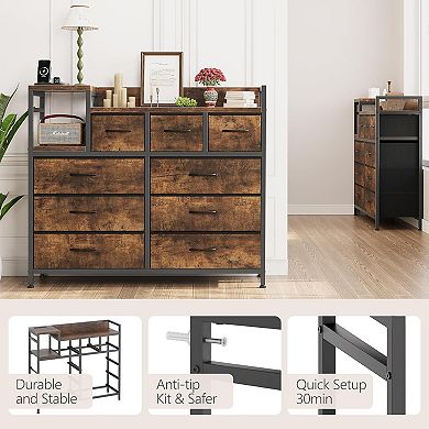 TV Stand with Charging Station, Power Outlets & Storage for Living Room/Bedroom