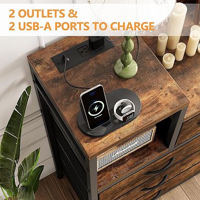 TV Stand with Charging Station, Power Outlets & Storage for Living Room/Bedroom