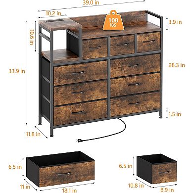 TV Stand with Charging Station, Power Outlets & Storage for Living Room/Bedroom