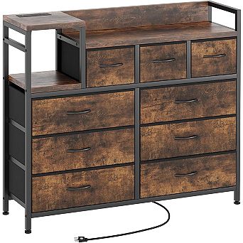 TV Stand with Charging Station, Power Outlets & Storage for Living Room/Bedroom