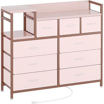 TV Stand with Charging Station, Power Outlets & Storage for Living Room/Bedroom