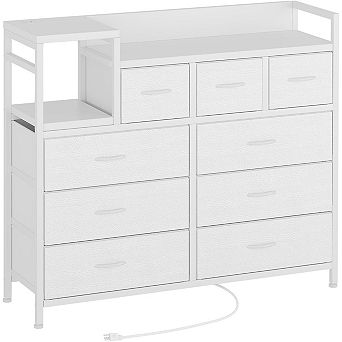 TV Stand with Charging Station, Power Outlets & Storage for Living Room/Bedroom