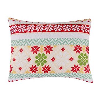 100% Cotton with Polyester Fill Fair Isle Snow Sham Snow