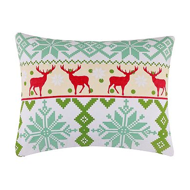 100% Cotton with Polyester Fill Fair Isle Snow Sham Snow