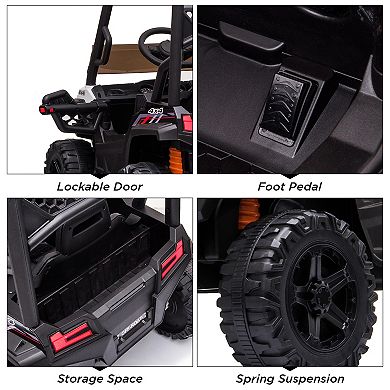 12V Kids Dump Truck Ride On w/Sun Shade, Electric Car w/Remote, LED Lights, 3 Speeds