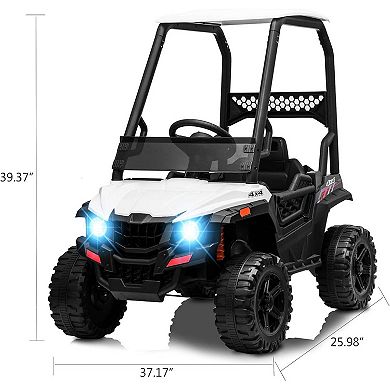 12V Kids Dump Truck Ride On w/Sun Shade, Electric Car w/Remote, LED Lights, 3 Speeds