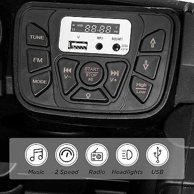 12V Kids Dump Truck Ride On w/Sun Shade, Electric Car w/Remote, LED Lights, 3 Speeds