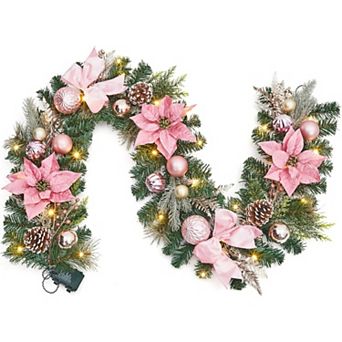 6ft Christmas Garland with 20 LED Lights, Prelit Xmas Garland for Mantle,8 Lighting Modes,for Indoor