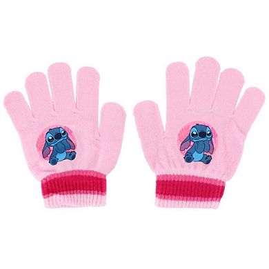 Textiel Trade Girl's One Size Fits Most Disney Stitch Winter Beanie and Gloves Set