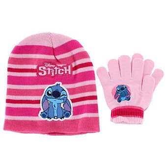 Textiel Trade Girl's One Size Fits Most Disney Stitch Winter Beanie and Gloves Set