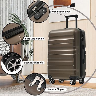 Merax Hardshell ABS Suitcase with Spinner Wheels, Lightweight Durable Travel Luggage for Men Women