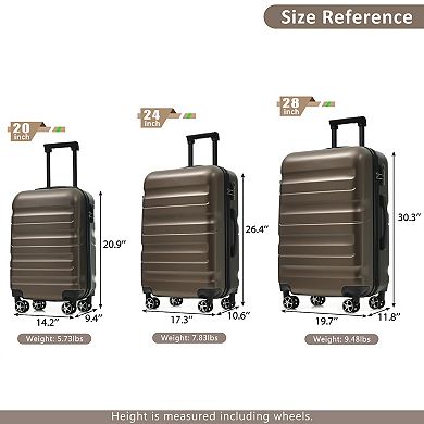 Merax Hardshell ABS Suitcase with Spinner Wheels, Lightweight Durable Travel Luggage for Men Women