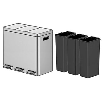 3-Pack 5.3 Gallon Stainless Steel Garbage Cans for Recycling and Trash​