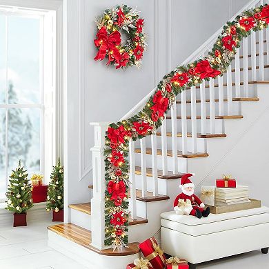 4PCS Christmas Garland with Lights, 6ft Prelit Christmas Garland for Mantle with Timer 20 LED Lights