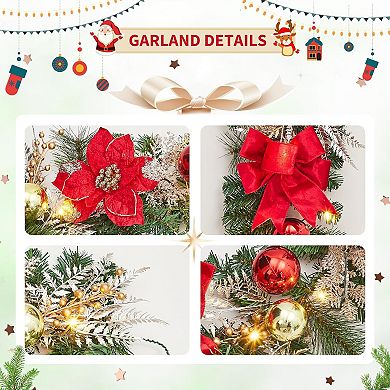 4PCS Christmas Garland with Lights, 6ft Prelit Christmas Garland for Mantle with Timer 20 LED Lights