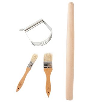 4 pc Wood and Stainless Steel Baking Gadget Set