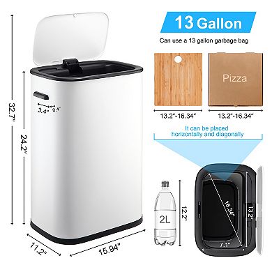 14.5 Gallon Automatic Stainless Steel Trash Can with Lid​