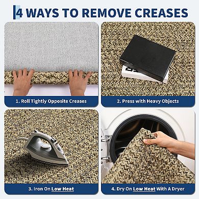 Modern Machine Washable Scalloped Area Rug for Bedroom Non Slip Stain Resistant Rug for Kitchen