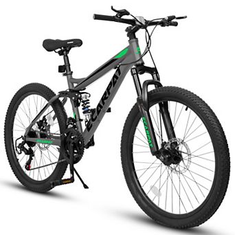 LOVMOR 24 Inch Mountain Bike Full Suspension 21 Speed Gear Indicator Disc Brakes