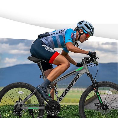 LOVMOR 24 Inch Mountain Bike Full Suspension 21 Speed Gear Indicator Disc Brakes