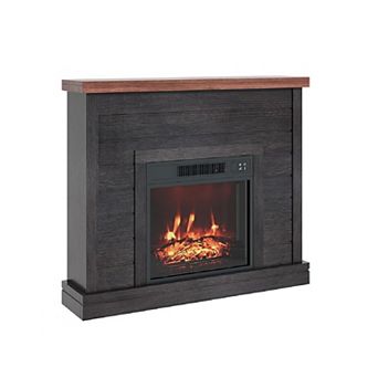 Fancihabor 38 in TV Stand with Mantel and 18 in Electric Fireplace Adjustable Flame Black