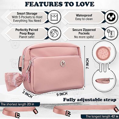 Walk Star Kit - 3-in-1 Dog Walk Bag, Bowl, & Leash plus 270 Compostable Dog Poop Bags