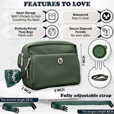 Walk Star Kit - 3-in-1 Dog Walk Bag & Travel Bowl plus 270 Compostable Dog Poop Bags