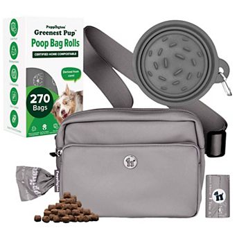 Walk Star Kit - 3-in-1 Dog Walk Bag & Travel Bowl plus 270 Compostable Dog Poop Bags