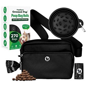 Walk Star Kit - 3-in-1 Dog Walk Bag & Travel Bowl plus 270 Compostable Dog Poop Bags