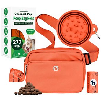 Walk Star Kit - 3-in-1 Dog Walk Bag & Travel Bowl plus 270 Compostable Dog Poop Bags