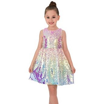 2Bunnies Girls' Ombre Sequin Sleeveless Fit & Flare Party Dress
