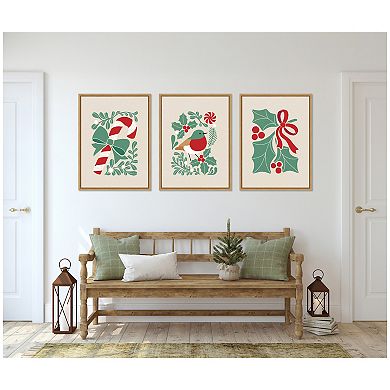 Sylvie Christmas Icons - 3 Piece Framed Canvas Art Set by Dominique Vari