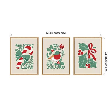 Sylvie Christmas Icons - 3 Piece Framed Canvas Art Set by Dominique Vari