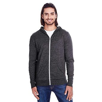 Threadfast Apparel Triblend Full-Zip Light Hooded Sweatshirt