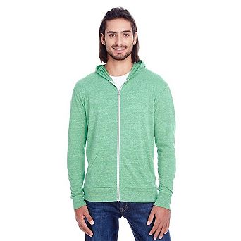 Threadfast Apparel Triblend Full-Zip Light Hooded Sweatshirt