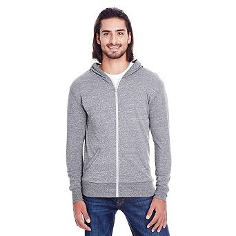 Threadfast Apparel Triblend Full-Zip Light Hooded Sweatshirt