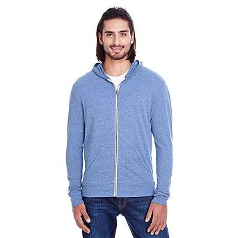 Threadfast Apparel Triblend Full-Zip Light Hooded Sweatshirt
