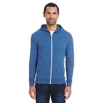 Threadfast Apparel Triblend Full-Zip Light Hooded Sweatshirt