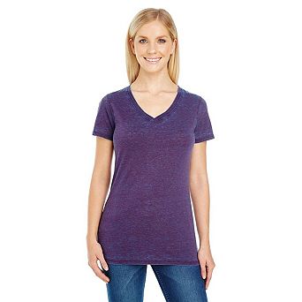 Threadfast Apparel Women's Cross Dye V-Neck T-Shirt