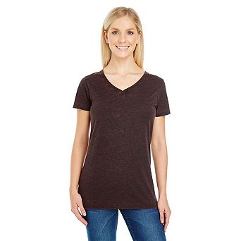 Threadfast Apparel Women's Cross Dye V-Neck T-Shirt