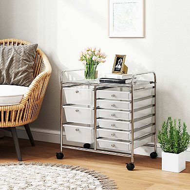 Costway 9 Drawer Rolling Organizer Cart Utility Storage Tools Scrapbook Paper Multi-Use