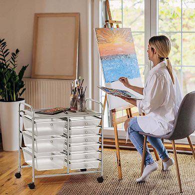 Costway 9 Drawer Rolling Organizer Cart Utility Storage Tools Scrapbook Paper Multi-Use
