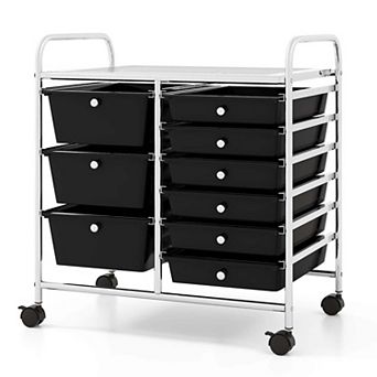 Costway 9 Drawer Rolling Organizer Cart Utility Storage Tools Scrapbook Paper Multi-Use