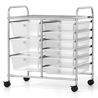 Costway 9 Drawer Rolling Organizer Cart Utility Storage Tools Scrapbook Paper Multi-Use