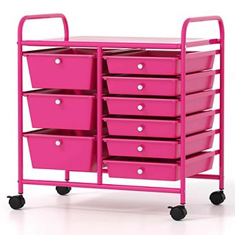 Costway 9 Drawer Rolling Organizer Cart Utility Storage Tools Scrapbook Paper Multi-Use