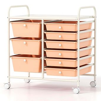 Costway 9 Drawer Rolling Organizer Cart Utility Storage Tools Scrapbook Paper Multi-Use